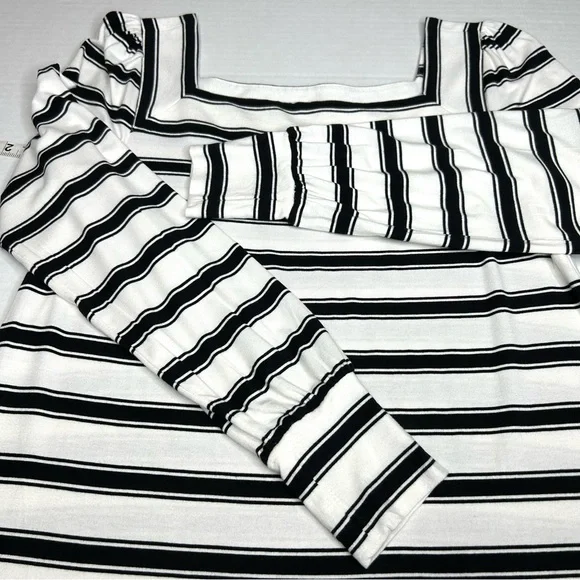 Loft Black/White Striped XS Long Sleeve Dress - Picture 4 of 13